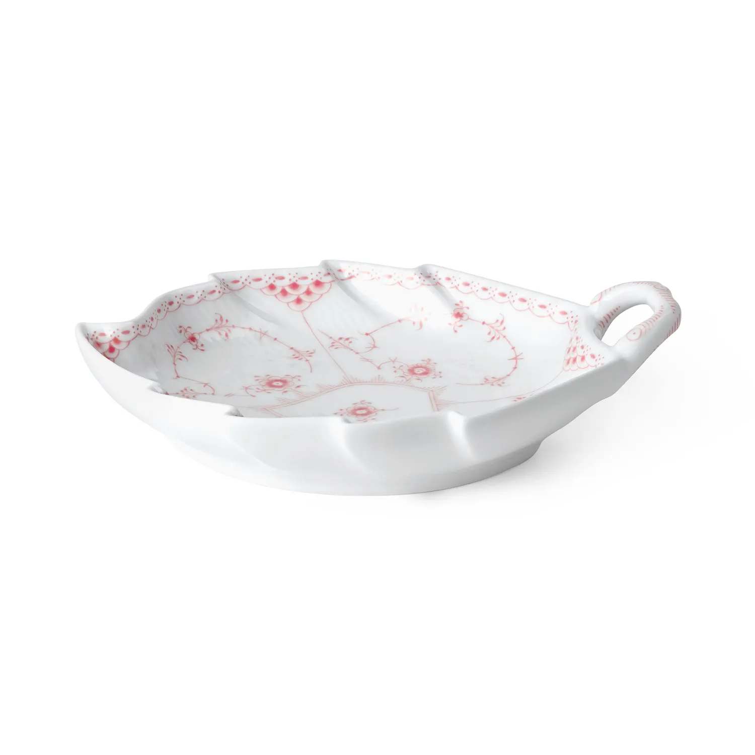 Kgl. Porcelæn Koral Musselmalet Halvblonde fad 23 cm bladformet