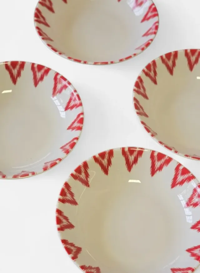 Les Ottomans Uzbek Red skåle porcelæn rød 4 stk