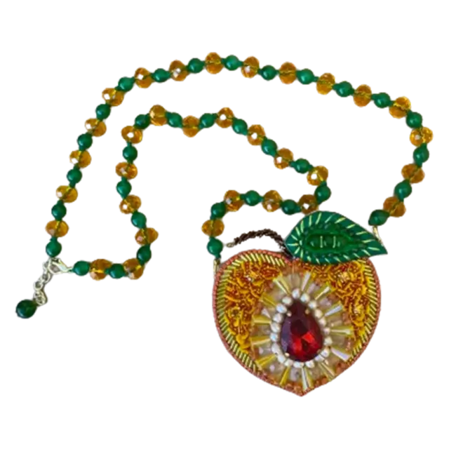 Les Ottomans HB01 broche håndbroderet fersken