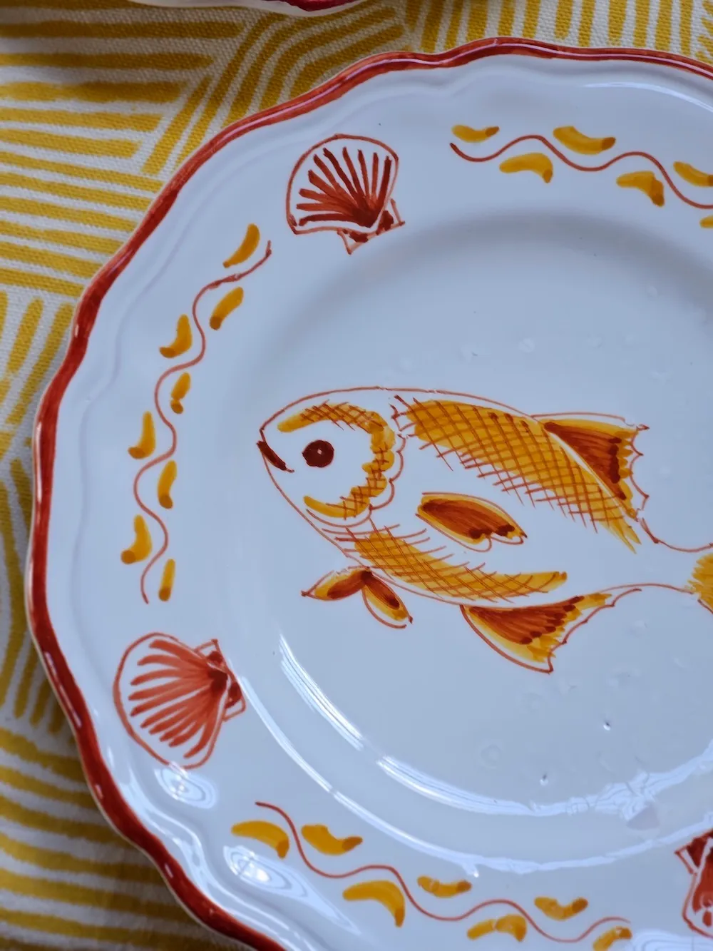Les Ottomans Pesci desserttallerkener fisk sæt 4 håndmalet