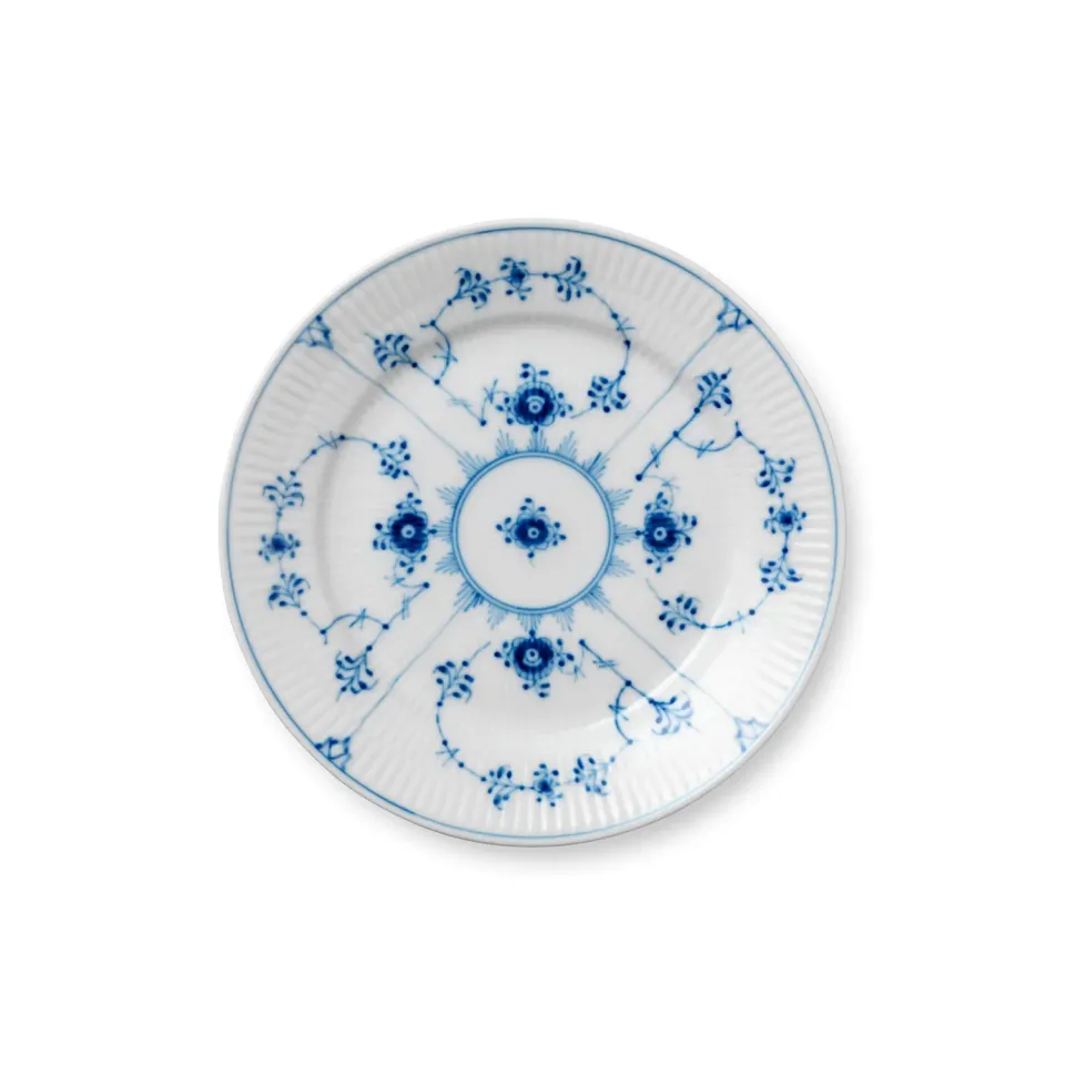 Kgl. Porcelæn Musselmalet Riflet tallerken 19 cm håndmalet