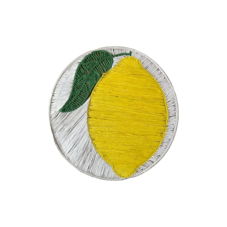 Les Ottomans Limone dækkeserviet raffia citron