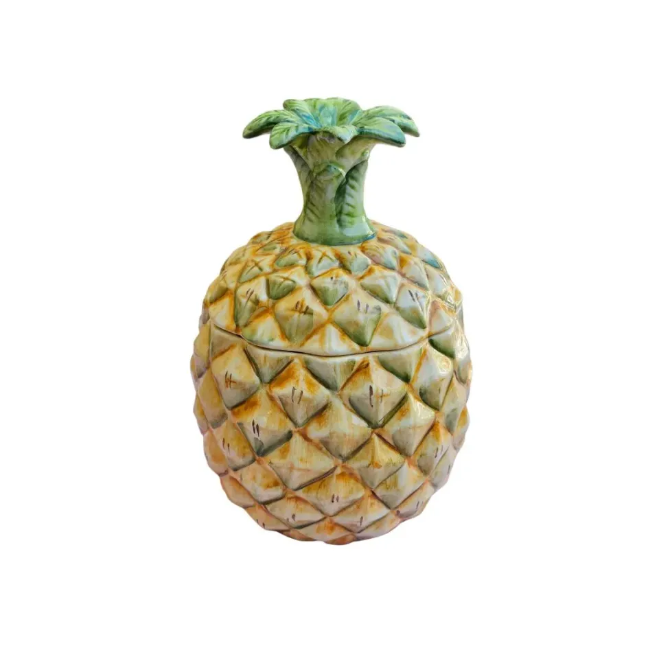 Les Ottomans Ananas æske med låg håndmalet keramik