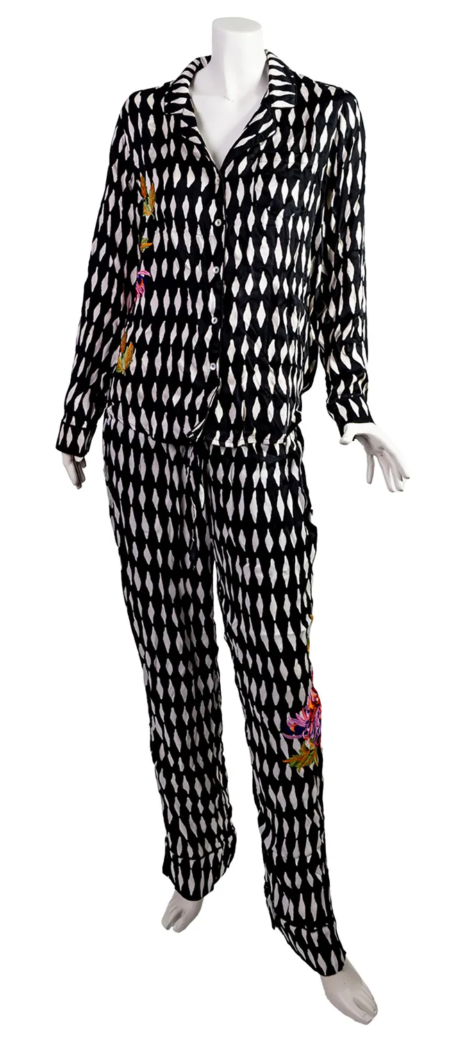Les Ottomans PJ10 pyjamas broderet ikat bomuld