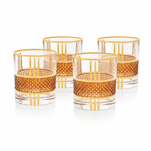Les Ottomans AGT01 tumblerglas amber gold 4 stk håndmalet