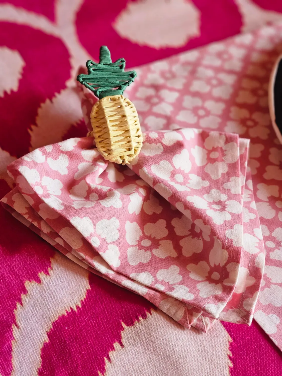 Les Ottomans Ananas servietringe raffia 2 stk natur