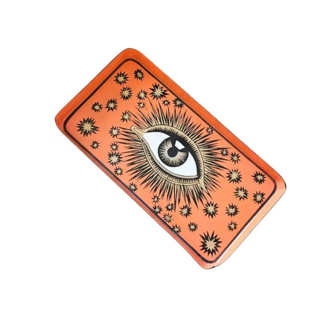 Les Ottomans All-Seeing Eye bakke orange håndmalet
