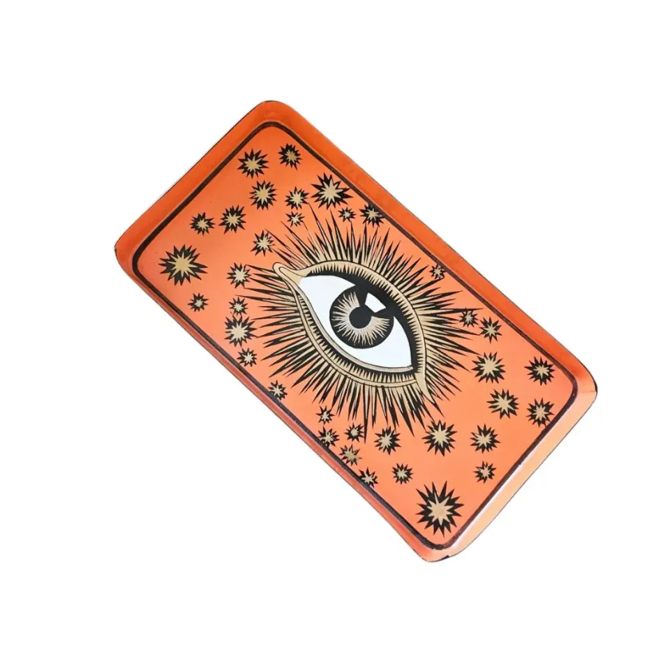 Les Ottomans All-Seeing Eye bakke orange håndmalet