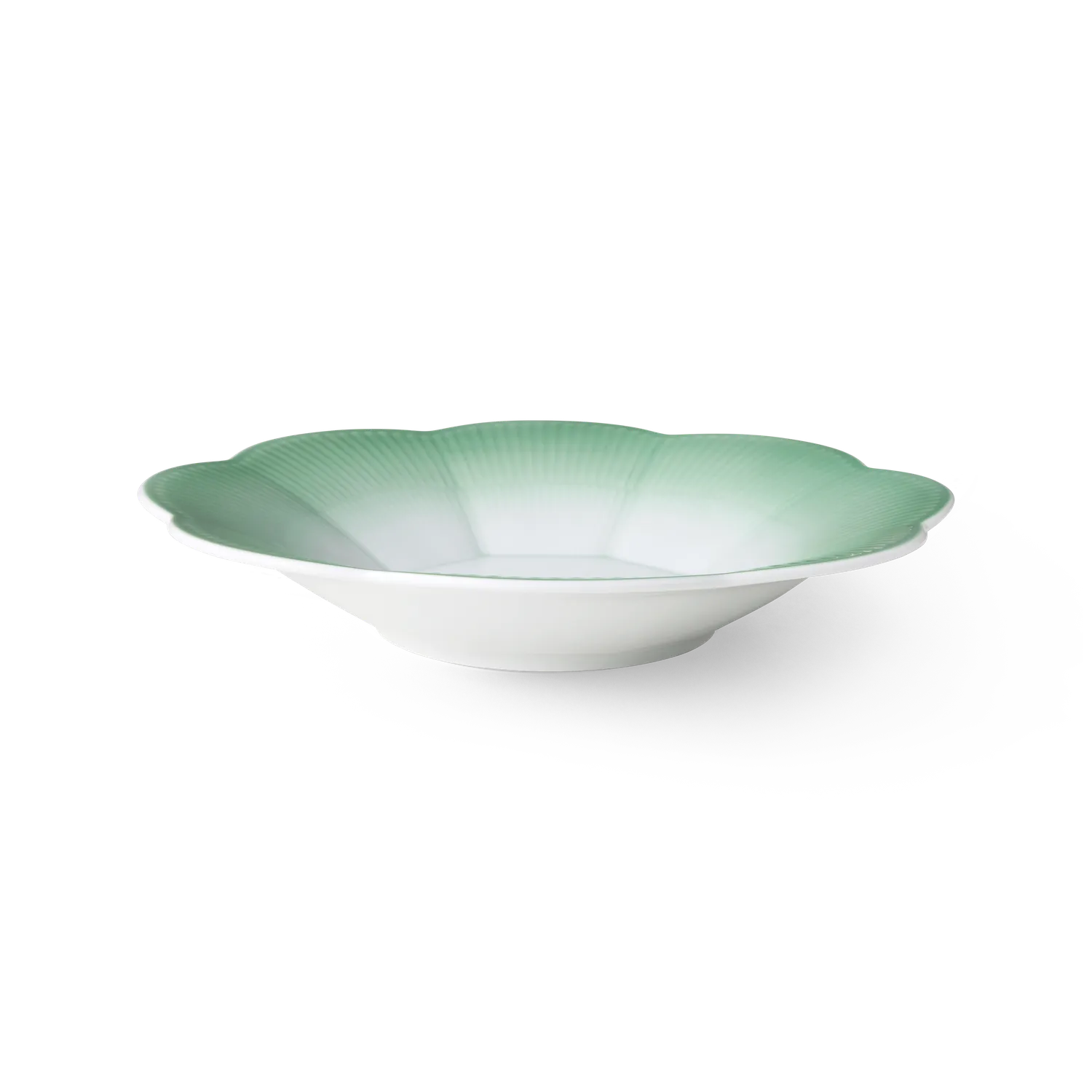 Kgl. Porcelæn Iris skål grøn 25 cm dyb blomsterkant