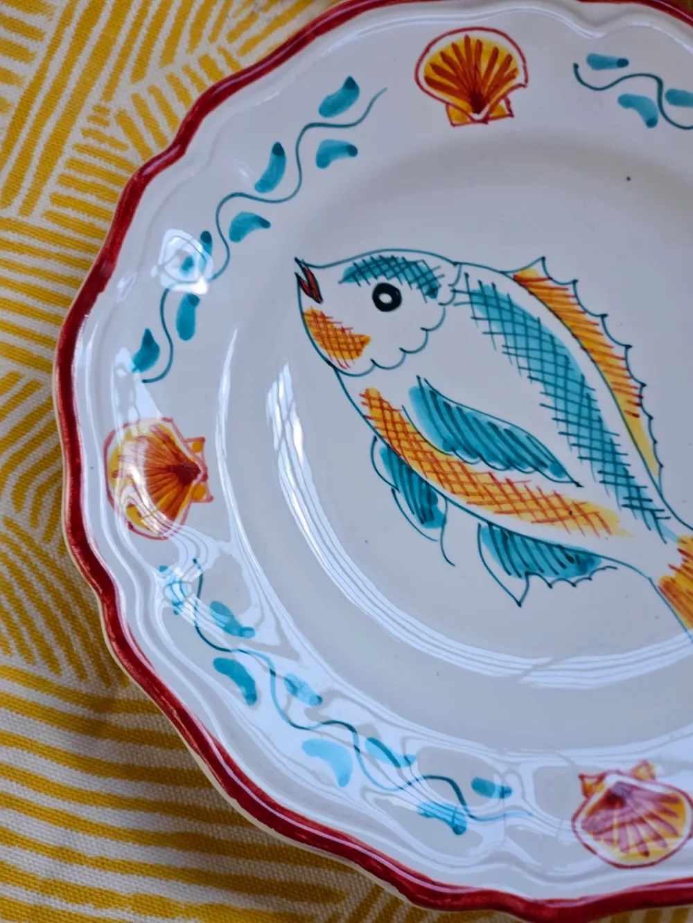 Les Ottomans Pesci desserttallerkener fisk sæt 4 håndmalet