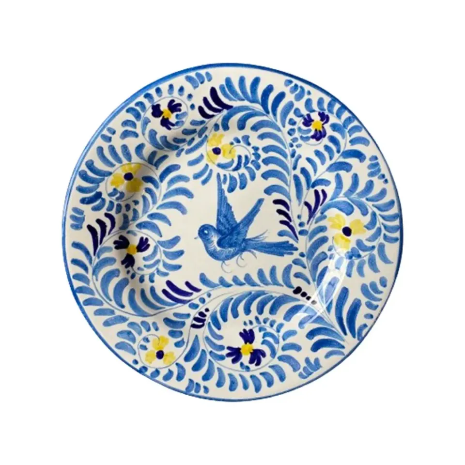Les Ottomans tallerken håndmalet fugle blomster