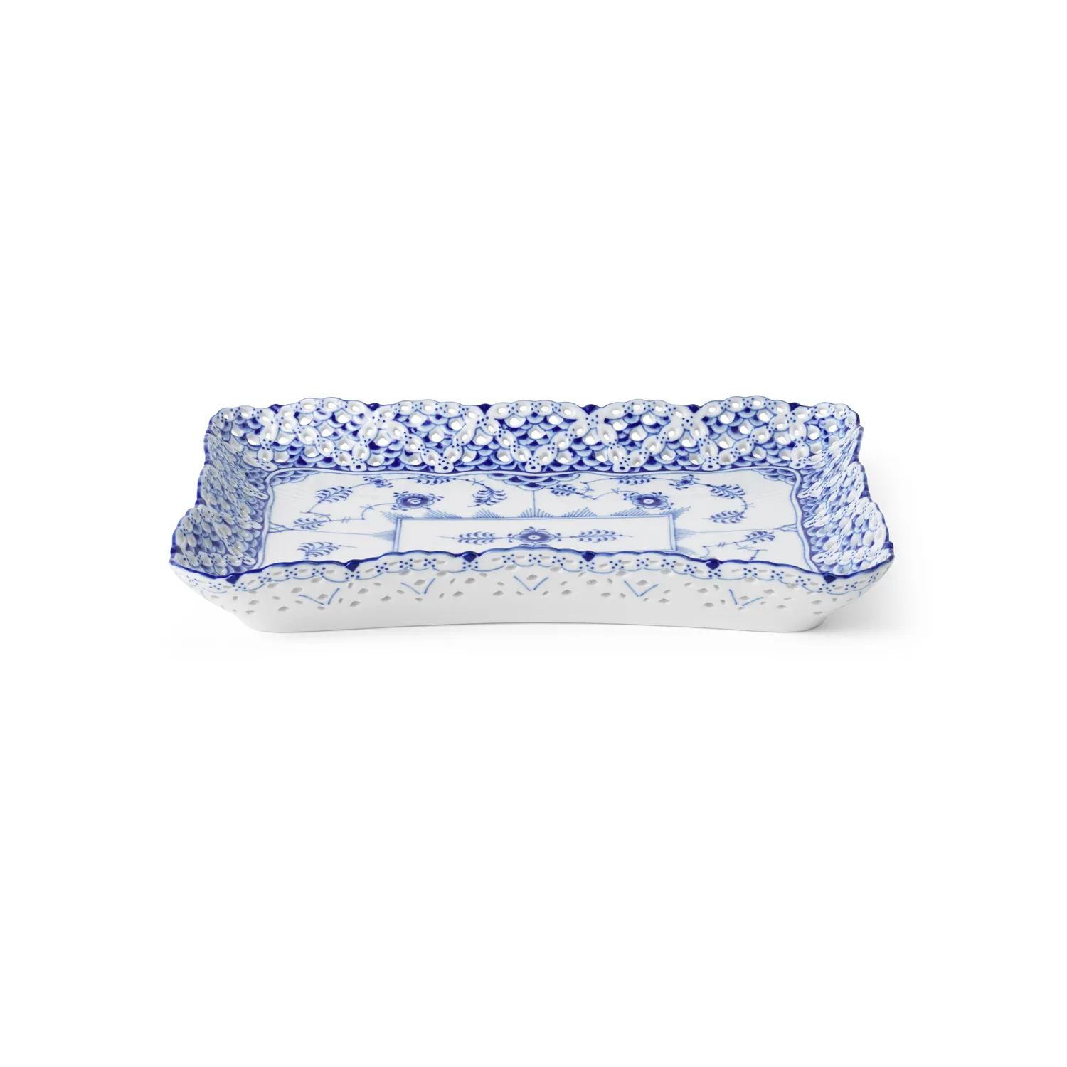 Kgl. Porcelæn Musselmalet Helblonde fad 23,5 cm firkantet