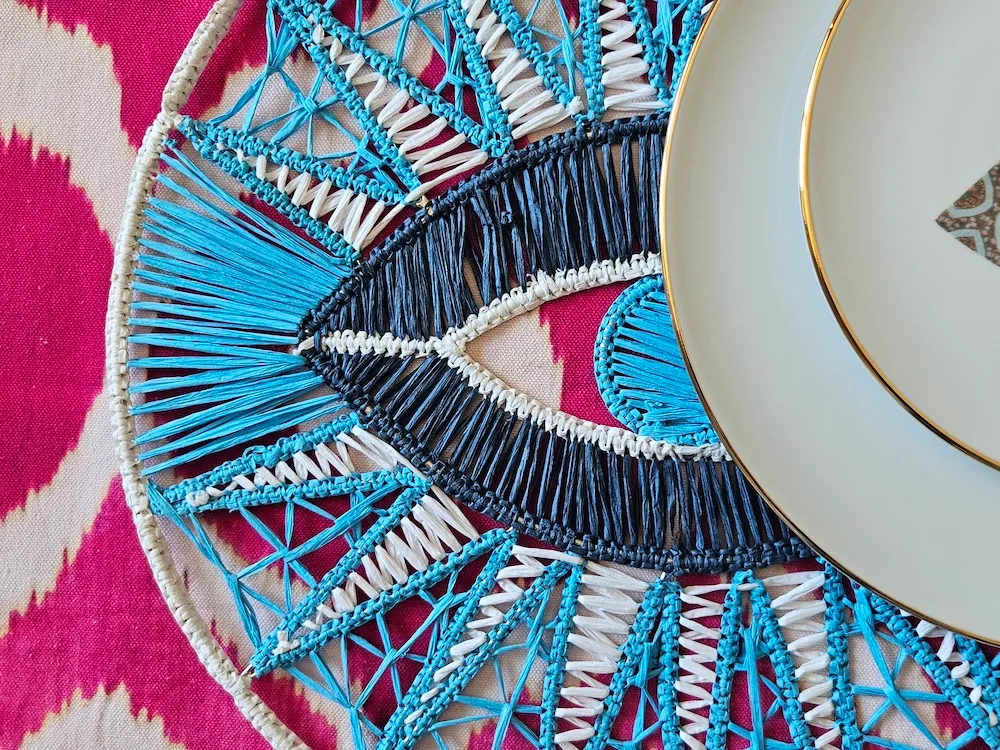 Les Ottomans All Seeing Eye dækkeserviet raffia blå