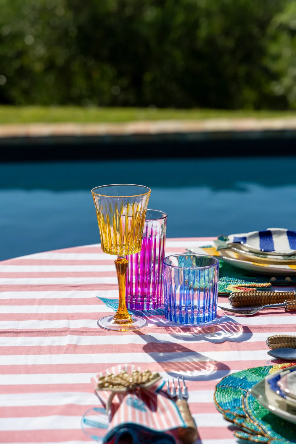 Les Ottomans CGT02 tumbler glas blå sæt 4 stk håndmalet