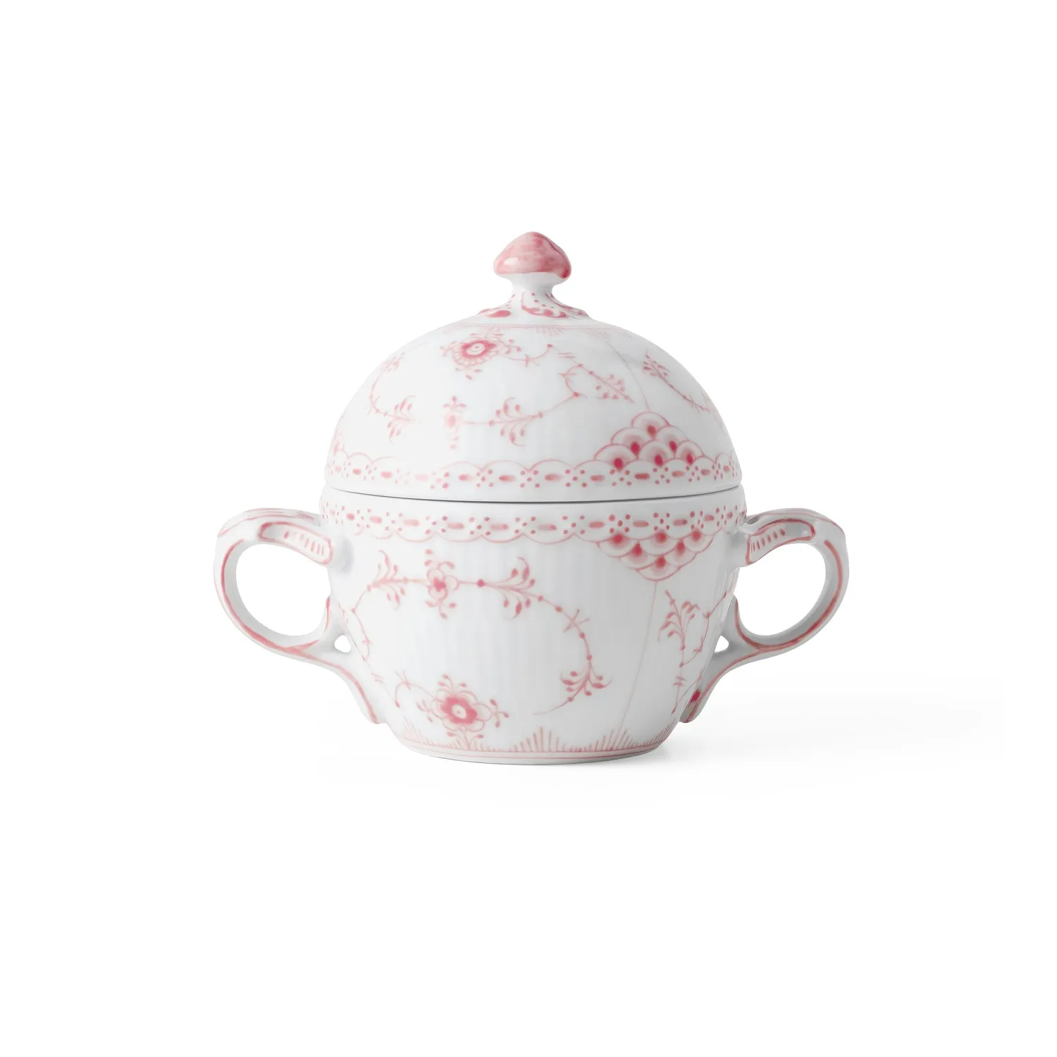 Kgl. Porcelæn Koral Halvblonde sukkerskål m. låg 20 cl