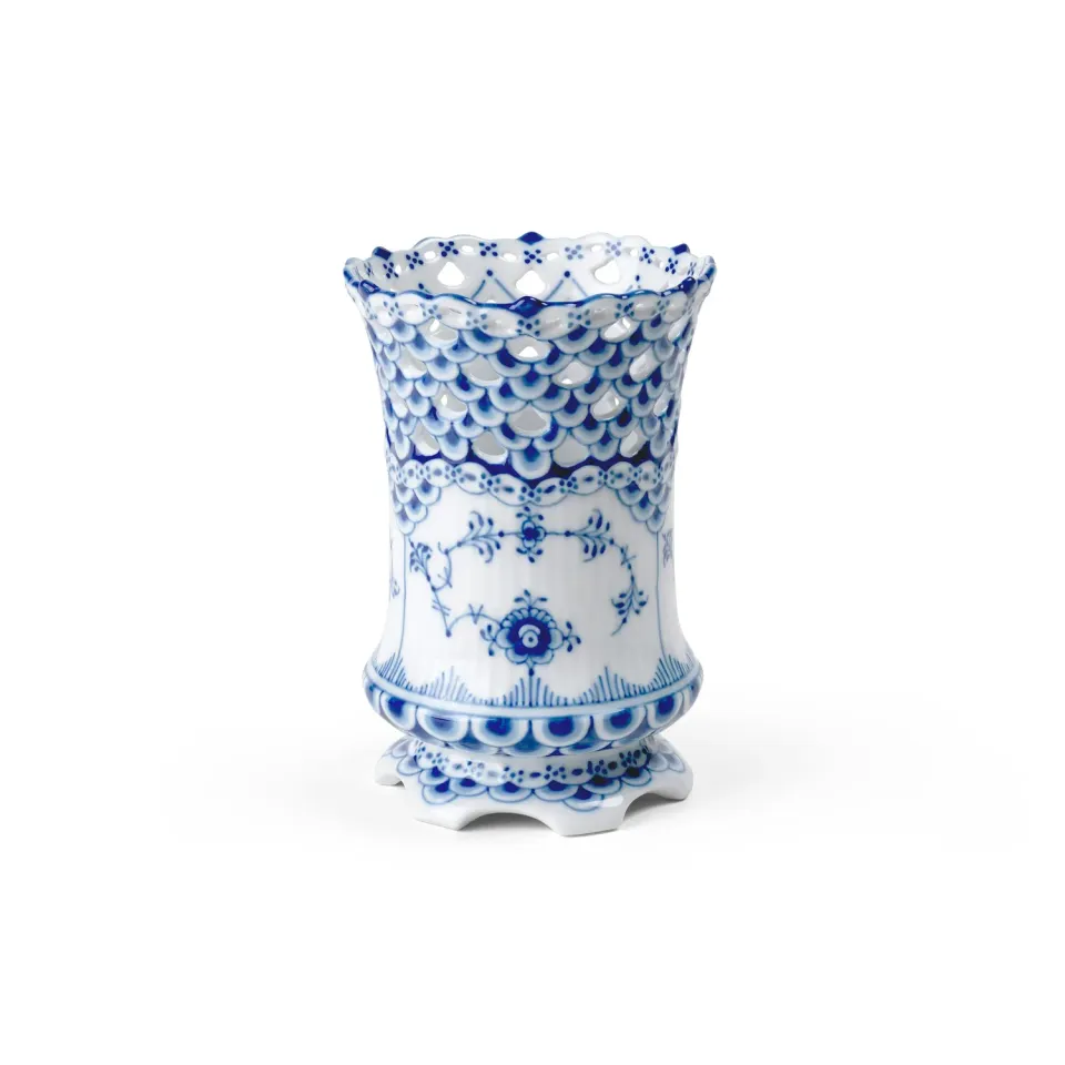 Kgl. Porcelæn Musselmalet Helblonde vase 11 cm blå