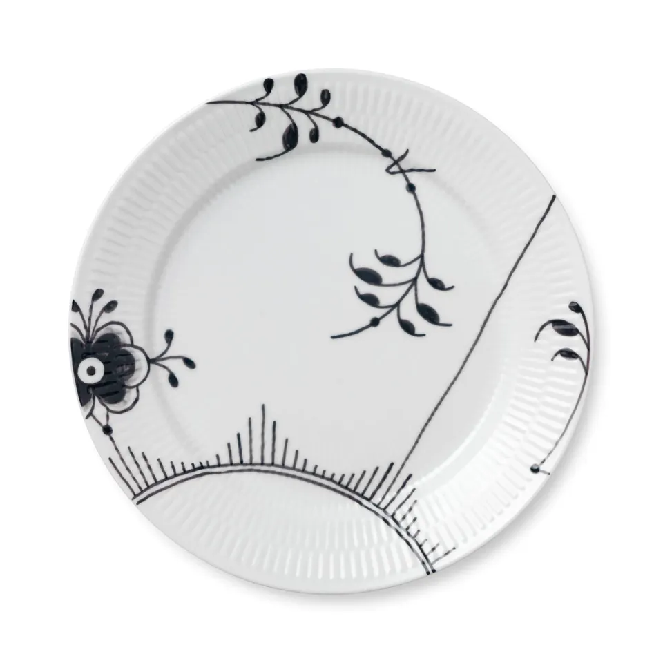 Kgl. Porcelæn Sort Mega Riflet tallerken 27 cm dek 2