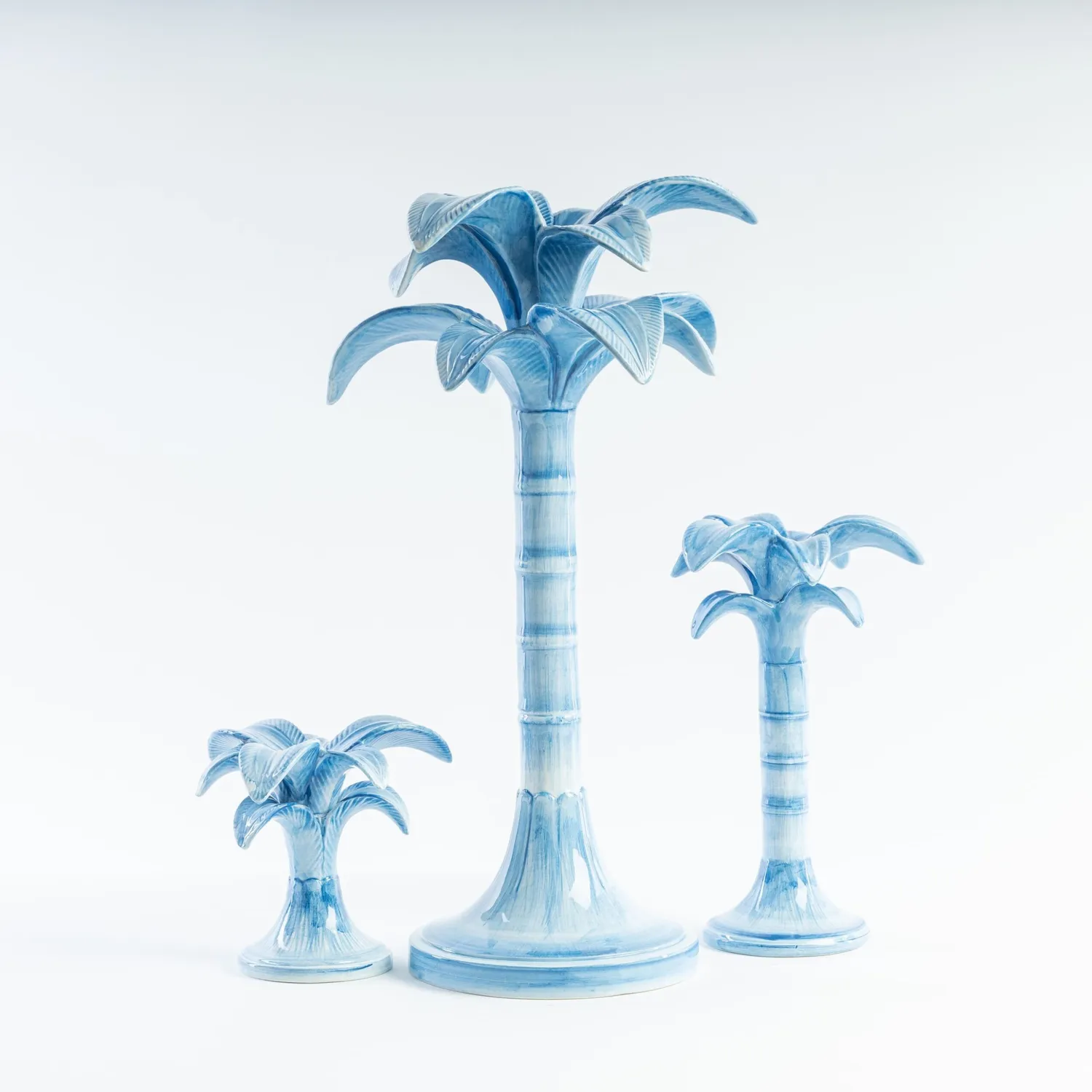 Les Ottomans Palm MARB05 lysestage blå medium keramik