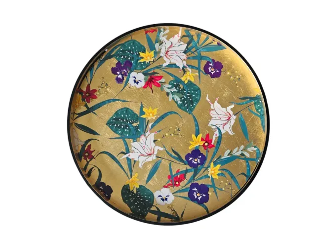 Les Ottomans serveringsbakke blomster lakeret træ