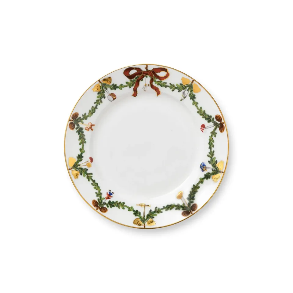 Kgl. Porcelæn Stjerne Riflet Jul tallerken 19 cm
