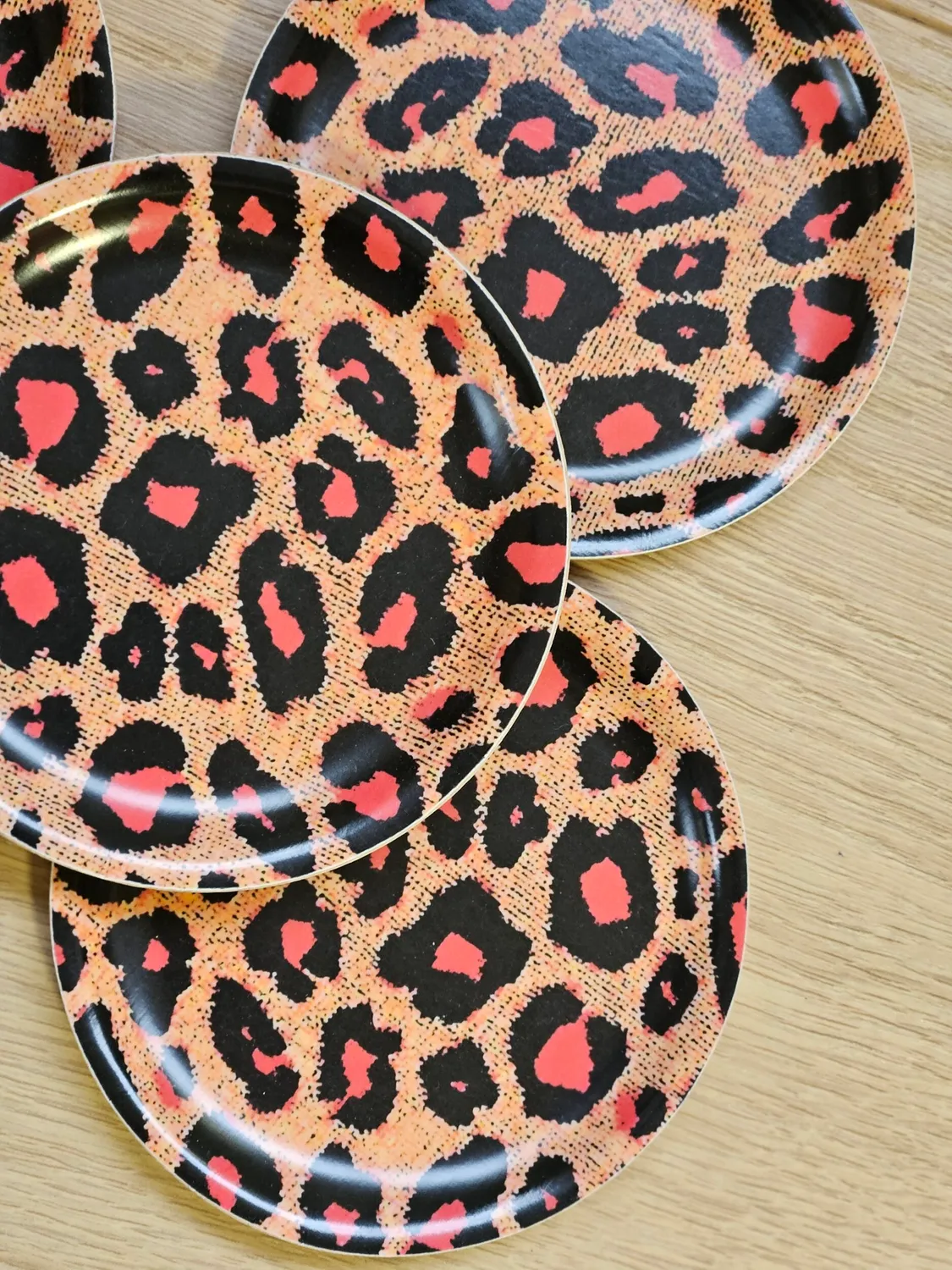 Les Ottomans Leopard Print glasbrikker 4 stk træ
