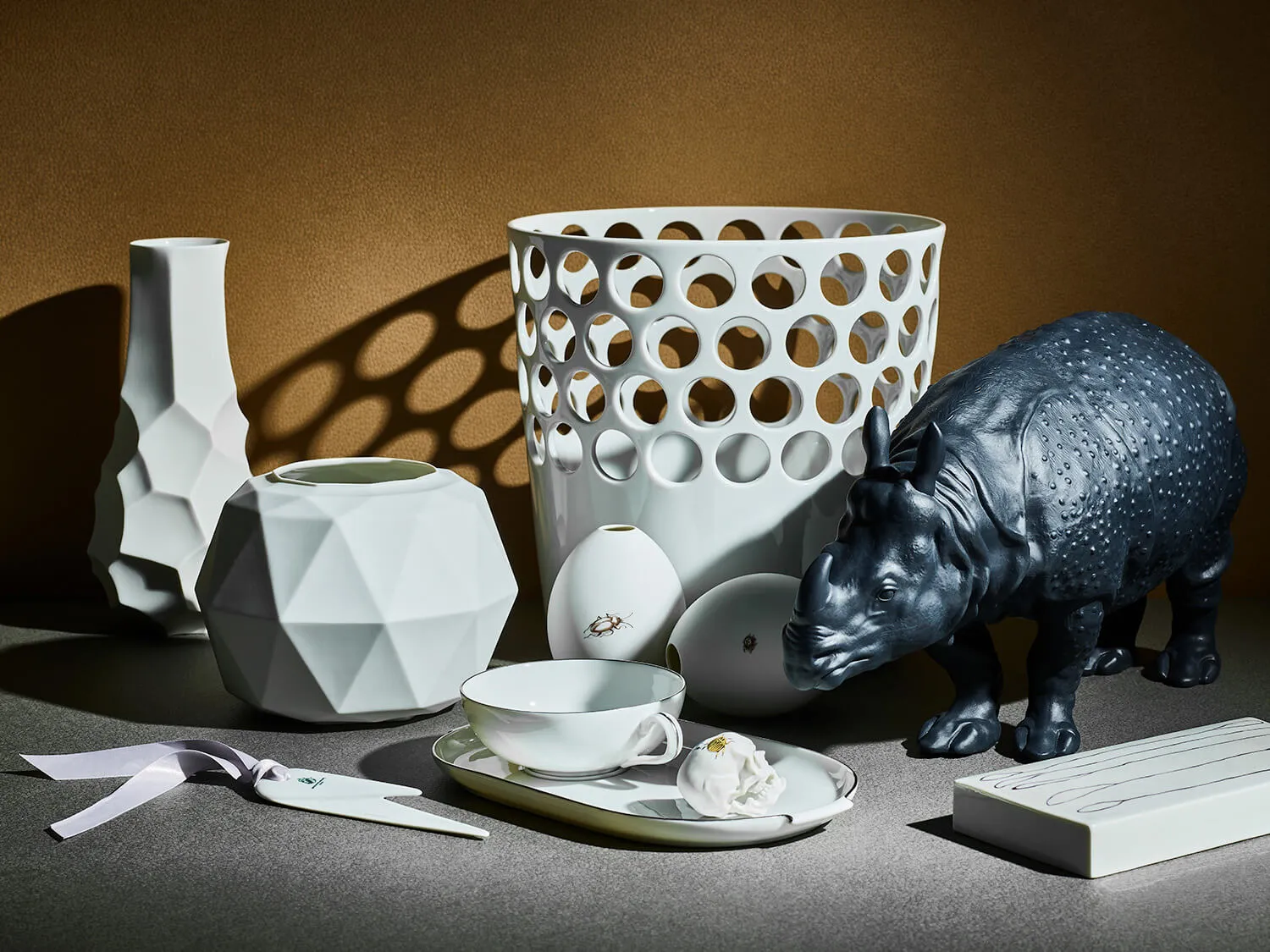 Nymphenburg Tortoise S vase biskuit hvid