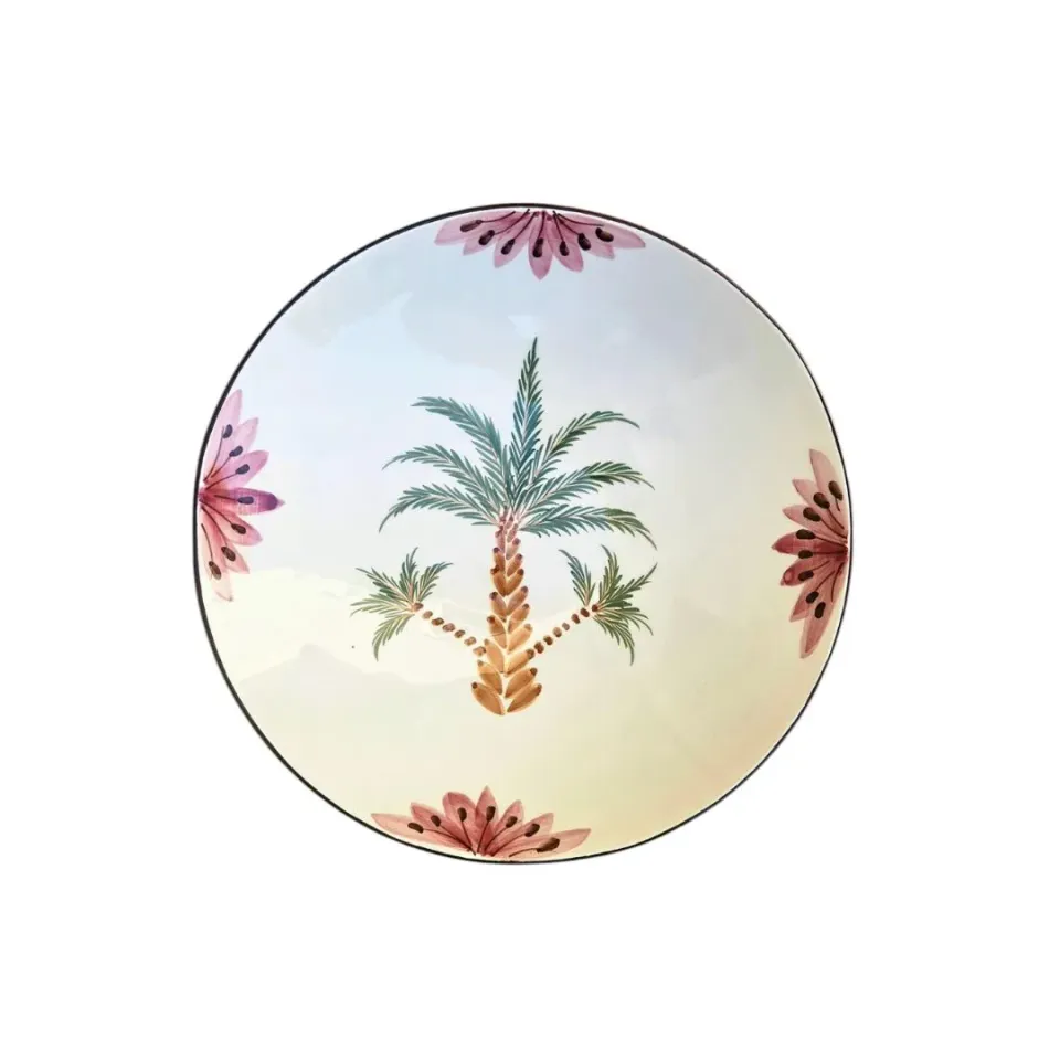 Les Ottomans Dates Tree pastatallerken keramik rosa håndmalet