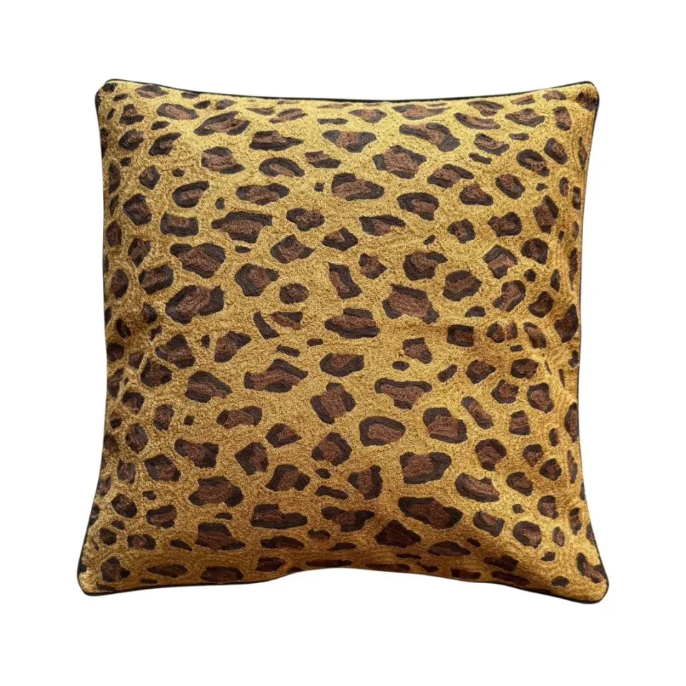 Les Ottomans EBC71 pudebetræk leopard velour broderet